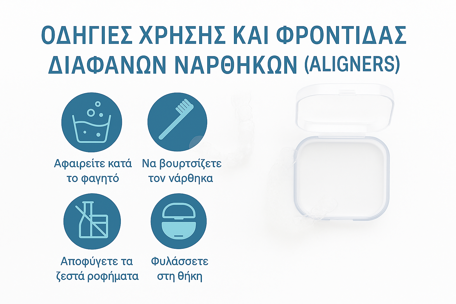 Οδηγίες Χρήσης και Φροντίδας Διαφανών Ναρθήκων (Aligners)